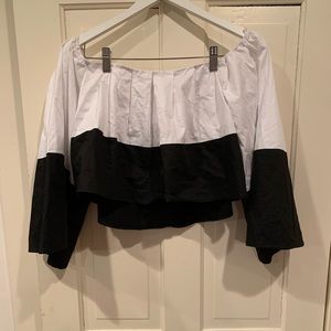 Black and white float crop top